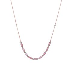 Embrace the beauty and elegance of femininity with the Rosalind Mystique chain, the Pink Mother of Pearls strung on a glimmering rose gold chain. Adorn your neck with simplicity as you dress for a casual evening out or on a date around town. Elegant Rose Gold Cable Chain Necklaces, Elegant Rose Gold Necklace With Cable Chain, Elegant Rose Gold Chain Necklace For Party, Elegant Pink Chain Necklaces, Elegant Party Necklace With Cable Chain, Elegant Cable Chain Necklace For Party, Elegant Rose Gold Beaded Chain Necklace, Elegant Pink Chain Necklace With Delicate Chain, Elegant Rose Gold Chain Necklace With Delicate Chain