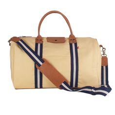 This duffle is a perfect size to bring as a carry-one or in addition to your other bags. There's a handy trolly slip on the back so it slips easily over your rollie-bag handles. With a full leather bottom and details, this bag will add some style back to your travels! Matching travel kits also available. (The Natural bag has black /natural striped webbing). This item can also be monogrammed!Product Overview: Dimensions: 18" x 10" x 10" with a 6" handle drop, 55" adjustable / detachable strap Hea Beaded Bag, Travel Kits, Pocket Mirror, Monogrammed Items, Phone Charger, Bag Handle, Card Case, The Well, Real Leather