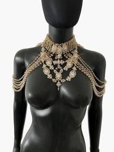 Gold Beaded Body Jewelry For Parties, Glamorous Silver Body Jewelry For Wedding, Dazzling Crystal Bridal Necklace With Jewels, Dazzling Bridal Necklace With Jewels, Dazzling Bridal Necklace With Jewels And Crystal, Dazzling Bridal Necklace With Jewels In Crystal, Bridal Costume Jewelry Necklace With Bling, Gold Rhinestone Jewelry For Parties, Elegant Party Choker Body Jewelry