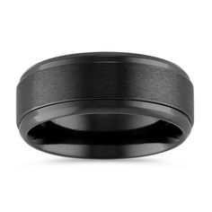 a black ceramic ring with a satin finish