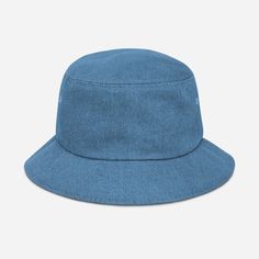 This Denim Bucket Hat is the piece to appeal to Gen Z shoppers.  It’s trendy, comfortable, and will look good on everyone.  Personalize the hat with a sleek, on-point embroidery design that’ll be irresistible to the young fashionistas.  The hat is bound to become your customers’ main outfit piece, so start selling now! . 100% cotton. 2 sewn eyelets on each side of the hat. Poplin sweatband. One size fits most. Blank product sourced from China. This product is made on demand.  No minimums. Y2k Hat, Embroidered Bucket Hat, Denim Bucket Hat, Mom Denim, Bucket Hat Black, Denim Hat, Embroidered Hats, Casual Sporty, Embroidered Denim