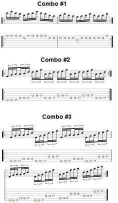 the guitar tabs are arranged in three different ways