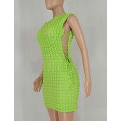 Fluorescent Green Side Lace-up Sleeveless Bodycon Dress Green Stretch Sleeveless Dress For Night Out, Sleeveless Green Bodycon Summer Dress, Green Sleeveless Dress For Summer Night Out, Sleeveless Lime Green Mini Dress For Summer, Green Sleeveless Summer Dress For Night Out, Green Sleeveless Bodycon Dress, Green Sleeveless Bodycon Dress For Beach, Green Backless Sleeveless Dress For Spring, Green Sleeveless Backless Dress For Spring