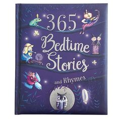 the book cover for 365 bedtime stories and rhymes is shown in blue