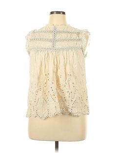 Adiva Sleeveless Blouse Size: X-Large Tops - used. 100% COTTON | Adiva Sleeveless Blouse: Ivory Tops - Size X-Large Beige Sleeveless Cotton Blouse, Sleeveless Beige Cotton Blouse, Off White Sleeveless Summer Blouse, Casual Cream Sleeveless Blouse, Off White Sleeveless Blouse For Spring, Cream Sleeveless Cotton Blouse, Off White Sleeveless Cotton Tops, Ivory Tops, Handbags For Women