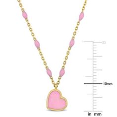 Elevate your style with the enchanting beauty of this 14K yellow gold pink enamel heart necklace. The delicate chain showcases a charming heart-shaped pendant adorned with a lovely pink enamel finish. The playful design adds a touch of romance and femininity to any outfit. With a length of 16 inches and a 2-inch extender, you can easily adjust the necklace to achieve the perfect fit. Crafted from 14K yellow gold, this necklace exudes a luxurious and radiant shine. The spring ring clasp ensures secure and effortless wear. Whether worn alone as a graceful statement piece or layered with other necklaces for a trendy look, this pink enamel heart necklace is a captivating accessory that will steal hearts wherever you go. | Belk & Co Pink Enamel Heart Necklace in 14K Yellow Gold Pink Heart Charm Necklace With Heart Pendant, Pink Heart Pendant Jewelry With Adjustable Chain, Yellow Gold Enamel Heart Pendant Necklace, Pink Heart Charm Necklace For Valentine's Day, Dainty Pink Charm Necklace With Delicate Chain, Valentine's Day Pink Heart Charm Necklace, Pink Heart Charm Necklace With Adjustable Chain, Pink Heart Pendant Necklace With Adjustable Chain, Pink Heart Shaped Necklace With Adjustable Chain