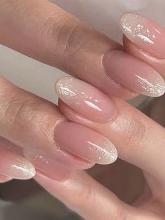 Multicolor  Collar   Liso Uñas de Color Embellished Ongles Bling Bling, Almond Stiletto, Blush Nails, Pink Acrylic Nails, Oval Nails, Stick On Nails, Manicure Y Pedicure, Minimalist Nails, Classy Nails