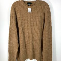 New With Tags. J. Crew Cashmere Angora Wool Blend Classic Camel Cable Knit Crewneck Sweater. Men’s Size Xl X-Large. Camel Or Tan In Color. Measurements And Materials Tag Shown In Pictures. Photos Posted Are Of Actual Item. Casual Camel Long Sleeve Sweater, Casual Long Sleeve Camel Sweater, Casual Beige Polo Sweater For Winter, Casual Camel Sweater For Fall, Casual Beige Winter Polo Sweater, Camel Long Sleeve Top For Winter, Spring Cold Weather Brown Sweater, Beige Wool Casual Sweater, Beige Crew Neck Top For Cold Weather