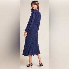 Nwt Size: 4 Color: Navy Blue Blue Maxi Dress For Formal Fall Occasions, Blue Formal Maxi Dress For Fall, Elegant Navy Midi Dress For Fall, Chic Navy Dress For Fall, Chic Navy Dresses For Fall, Navy Midi Dress For Spring Evening, Navy Long Sleeve Midi Dress For Party, Navy Dress For Fall Party, Elegant Navy Dress For Fall