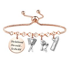 a bracelet with charms that says she belongs she could so she did