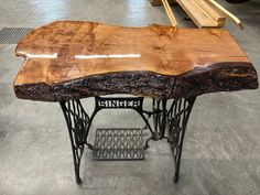 a table made out of wood and metal