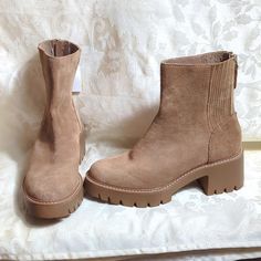 New!!! These Will Be Great Into Spring With A Long White Skirt Or Even Shorts. Side Zip And Rubber Bottom. Opening Has Stretch 2.5 Heel Nwob Dolce Vita Tan Suede Lug Sole Boots Dolce Vita Ankle Boots, Long White Skirt, Dolce Vita Booties, Lug Sole Boots, Western Booties, Brown Booties, Black Ankle Booties, Dolce Vita Shoes, Black Leather Heels