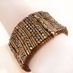 As Usual, Anthropologie Brings Us The Coolest Accessories! / This Beaded Cuff Is A Mix Of Seed Beading & Glass Beading In An Intricate, Almost Bamboo Like Pattern./ The Underside Is As Pretty As The Outside! / Fits Loose On The Wrist, But Has A Little Bit Of Give To Tighten If Needed/ Pretty Bronze, Pewter And Silvery Tones. / Nwot Measures: 7" Diameter Seed Beading, Beaded Cuff Bracelet, Anthropologie Jewelry, Beaded Cuff, Jewelry Bracelet, Womens Jewelry Bracelets, Cuff Bracelet, Beading, Glass Beads