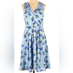 Nwt Banana Republic Blue Floral Iris V-Neck Embroidered Pleated A Line Dress Size 4 Blue V-neck Dress For Summer Daywear, Blue V-neck Beach Dress For Spring, Elegant Blue Floral Print V-neck Dress, Blue V-neck Dress For Daywear, Blue Midi-length V-neck Dress For Spring, Blue V-neck Summer Dress For Daywear, Blue Floral Print Midi-length V-neck Dress, Blue Floral Print V-neck Midi Dress, Blue V-neck Dress For Spring Vacation