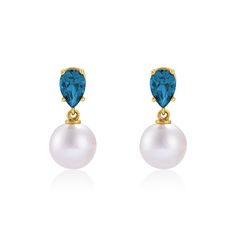 Made of solid 14k gold (not plated, not filled, not vermeil), these earrings are available in your choice of yellow, white, or rose gold (as well as platinum upon request) Featuring genuine natural cultured Akoya pearls, these earrings are adorned with pear shaped London Blue Topaz adding a perfect pop of color to this sophisticated style Meticulously crafted, these earrings are elegant with a modern twist. Delivered in a beautiful gift box these earrings make the perfect for your nearest and dearest. Available with a variety of gemstone options, these earrings can also be customized with your favorite gemstone. Please message me directly for more information. Metal: 14K Solid Gold London Blue Topaz: 6 x 4mm Akoya Pearls: 7mm Length: 13mm (0.51 inches) Width: 7mm (0.28 inches) Closure: Fri Luxury Blue Pearl Earrings For Anniversary, Luxury Blue Pearl Drop Earrings, Blue Pearl Earrings For Anniversary Fine Jewelry, Yellow Gold Blue Topaz Earrings, Classic Blue Topaz Birthstone Earrings, Classic Blue Pearl Drop Earrings, Blue Pearl Earrings For Anniversary, Blue Pear-shaped Fine Jewelry Earrings, Classic Blue Pearl Earrings In Sterling Silver