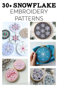 30+ Hand embroidery snowflake patterns! Find free patterns and patterns to purchase to create darling snowflake embroidery projects this winter. Embroidery Snowflake Patterns, Snowflake Embroidery Pattern Free, Embroidery Snowflake, Diy Mom, Snowflake Patterns, Winter Embroidery