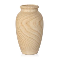 a wooden vase is shown on a white background