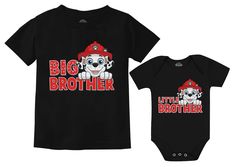 PRICES MAY VARY. Paw patrol marshall; Sibling matching set toddler kids t-shirt + infant bodysuit. Great outfits for your older son and his little bro Gift idea for big brother announcement, pregnancy or gender reveal; makes a nice present for your son, nephew or grandson. A fun way to express the joy of having a little sibling Feature: quality basic wear printed garment; Comfort style made of friendly material, soft, comfortable and breathable. Casual and standard fit ideal for hot or cold seas Brother Announcement, Unique Pregnancy Announcement, Paw Patrol Marshall, Big Brother Announcement, Big Brother Little Brother, Big Brother Big Sister, Announcement Pregnancy, Marshall Paw Patrol, Shirts For Boys