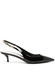 Patent leather slingback pumps by Gucci. This item is in size 40 and the color is Black Gucci Chain, The Row Bag, Valentino Heels, Shoes Heels Classy, Occasion Shoes, Crossbody Tote Bag, Ballerina Shoes, Boot Pumps, Crossbody Tote