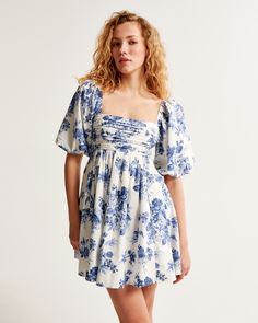 Abercrombie Blue Floral Dress, Volume Skirt, Terry Cloth Dress, Abercrombie And Fitch Dresses, Navy Lace Dress, Puff Sleeve Mini Dress, Birthday Brunch, Nice Clothes, 14th Birthday