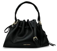 You need a handbag as chic as you are and that's roomy enough to hold all of your essentials. This bucket bag is just what you've been looking for and it has a detachable strap and a handle to convert it from a crossbody to a satchel in a snap. From Badgley Mischka. Leather Drawstring Bags, Studded Backpack, Studded Handbag, Vegan Leather Backpack, Tan Bag, Faux Leather Handbag, Studded Bag, Quilted Handbags, Quilted Crossbody Bag