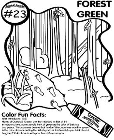 an advertisement for forest green coloring pages