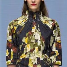 H & M And Eddy Anemian Collaboration Floral Print Top Womens Size 4 Designer Black Blouse For Spring, Fall Formal Multicolor Tops, H&m Floral Print Tops For Fall, H&m Tops For Evening In Spring, H&m Evening Tops For Spring, Floral Print Tops, Print Top, Print Tops, H&m