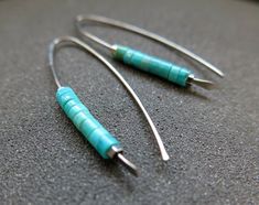 Hypoallergenic turquoise earrings. niobium jewelry for | Etsy Modern Turquoise Nickel-free Earrings, Minimalist Hypoallergenic Turquoise Earrings, Modern Hypoallergenic Turquoise Earrings, Modern Turquoise Hypoallergenic Earrings, Modern Turquoise Hypoallergenic Jewelry, Minimalist Turquoise Wire Wrapped Earrings, Natural Turquoise Stone, Nickel Free Jewelry, Hammered Earrings