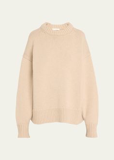 THE ROW Ophelia Wool-Cashmere Sweater Leather Slippers, Cashmere Sweater, Knitwear Women, Cashmere Sweaters, Oversized Fits, Pullover Styling, Crew Neckline, The Row, Knit Top