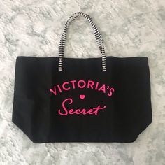 Brand New Vs Tote Bag. Can Be Used As A Travel Bag Too! Trendy Pink Pouch Canvas Bag, Large Capacity Pink Canvas Pouch Bag, Black Canvas Bag With Dust Bag For Errands, Large Capacity Pink Canvas Shopping Bag, Casual Victoria's Secret Rectangular Bag, Casual Rectangular Victoria's Secret Bag, Victoria's Secret Daily Use Tote Bag, Victoria's Secret Large Rectangular Bag, Pink Pouch Beach Bag For Shopping