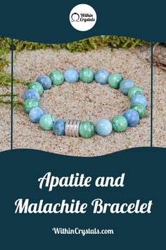 Elevate your style with this stunning Apatite and Malachite bracelet 💎 Handcrafted with love and positive energy, this bracelet is perfect for attracting abundance and joy into your life ✨ Shop now and experience the power of Apatite and Malachite! #crystalbracelet #healingcrystals #apatite #malachite Apatite Natural Stone Bracelets As Gift, Holistic Agate Gemstone Bracelets, Turquoise Apatite Spiritual Bracelets, Apatite Bracelets With Natural Stones In Round Beads, Spiritual Amazonite Bracelets With Gemstone Beads, Spiritual Amazonite Gemstone Beads Bracelet, Fusion Style Healing Bracelets With Gemstone Beads, Amazonite Gemstone Beads Bracelets For Meditation, Spiritual Chrysocolla Beaded Bracelet With Natural Stones