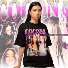 "XG Cocona Bootleg 90s Tee - xg Retro T-shirt - kpop Merch - Kpop Shirt - Jpop Shirt - Kpop Gift - XG Fan Tee This is our unisex shirt, and it's true to size. To get the oversized look, you have to choose +1 or +2 of your original size number. If you're not sure about your size, you can refer to our size chart. Reach out if you have any issues with your order! The unisex heavy cotton tee is the basic staple of any wardrobe. It is the foundation upon which casual fashion grows. The specially spun fibers provide a smooth surface for premium printing vividity and sharpness. No side seams mean there are no itchy interruptions under the arms. The shoulders have tape for improved durability. .: 100% cotton (fiber content may vary for different colors) .: Medium fabric (5.3 oz/yd² (180 g/m .: Cla Black Y2k T-shirt With Custom Print, Kpop Crew Neck T-shirt For Streetwear, Y2k Black Custom Print T-shirt, Black Y2k Custom Print T-shirt, Y2k Style Black T-shirt With Custom Print, 90s Inspired Sublimation Print T-shirt For Streetwear, Kpop Style T-shirt With Letter Print For Streetwear, Kpop Style Letter Print T-shirt For Streetwear, Kpop T-shirt With Letter Print For Streetwear