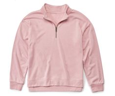 Pink Quarter Zip, Trendy Half-zip Sweatshirt With Zipper Closure, Long Sleeve Sweatshirt With Zipper For Loungewear, Zipper Closure Long Sleeve Sweatshirt For Loungewear, Half-zip Sweatshirt With Zipper For Loungewear, Half-zip Sweatshirt With Zipper Closure For Loungewear, Casual Half-zip Sweats For Loungewear, Spring Half-zip Athleisure Sweatshirt, Cotton Loungewear Top With Zipper Closure