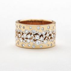 Round Cut Moissanite Diamond Anniversary Band Gift, Solid 10k Yellow Gold Wide Band Ring, Beautiful Women's Band, Full Eternity Diamond Band  ✹✹𝐖𝐞𝐥𝐜𝐨𝐦𝐞 𝐭𝐨 𝑻𝒉𝒆𝑩𝒂𝒏𝒅𝒔𝑺𝒉𝒐𝒑✹✹ ★ 𝑺𝒕𝒐𝒏𝒆𝒔 𝑫𝒆𝒕𝒂𝒊𝒍𝒔 ★ ● Stone Shape:-  Round Cut ● Stone Type:- Simulated Diamond, Moissanite, Lab-Diamond & Natural Diamond ● Stone Size:- 2.80 mm ● Color:- DEF ● Clarity: VVS-VS ● Cut Grade: Excellent ● Making Process: Handmade - Crafted by our experienced team ★ 𝑰𝒕𝒆𝒎 𝑫𝒆𝒕𝒂𝒊𝒍𝒔:- ☛ Metal Purity: Solid Gold (10KT, 14KT, 18KT); Silver(925 Sterling, 935 Argentium), 950 Platinum ☛ Metal Tone: Yellow, White, Rose ☛ Stamp/Hallmark: Yes ★ 𝑪𝒖𝒔𝒕𝒐𝒎𝒊𝒛𝒂𝒕𝒊𝒐𝒏:- ☛ Customized Design Jewelry. ☛ All cuts which you dream to make with moissanite. ☛ Updating every step of your ordered jewe Anniversary Rings For Her 20th, Diamond Band Rings, Wide Band Diamond Rings, Wide Band Engagement Ring, Eternity Diamond Band, Stacked Wedding Bands, Diamond Anniversary Bands, Wide Band Ring, Diamond Eternity Band