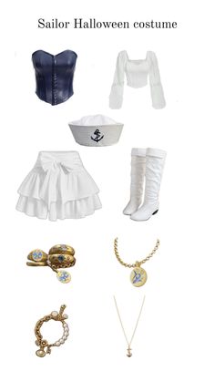 sailor halloween costume is shown with accessories