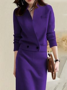 Casual Spring Office Cardigan, Fitted Solid Color Cardigan For Work, Floryday Vestidos, Venus Of Willendorf, Sleeve Shawl, Jacket Details, Purple Fits, Business Suits, Hair Braiding