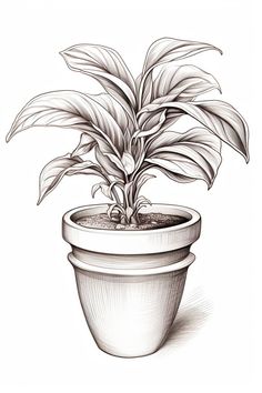 a drawing of a plant in a pot