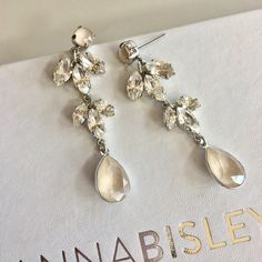 A pair of silver statement bridal earrings. Statement Bridal Earrings, Canadian Wedding, Bridal Statement Earrings, Crystal Statement Earrings, Montreal Wedding, Edmonton Wedding, Ottawa Wedding, Calgary Wedding, Crystal Bridal Earrings