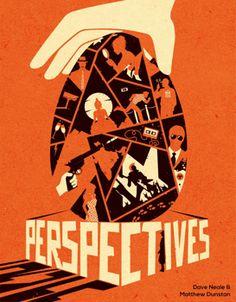 an orange poster with the words perspective on it