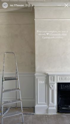 a ladder is standing in front of a wall with a quote on it that reads, no 17 house