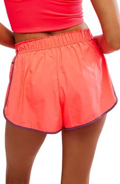 Work out or chill out in these sporty shorts designed with pleated sides for eye-catching dimension. 3" inseam; 40" leg opening; 12 1/2" front rise; 16 1/2" back rise (size Medium) Elastic waist Lined gusset 100% polyester Machine wash, tumble dry Imported Summer Athletic Shorts With Built-in Shorts For Jogging, Nylon High-waisted Athletic Shorts, High-waisted Nylon Athletic Shorts, Summer Athletic Shorts With Built-in Liner For Jogging, Athletic Shorts With Built-in Liner For Jogging In Summer, Athleisure Gym Shorts With Waistband, Sportswear High-waisted Nylon Athletic Shorts, Sporty Shorts With Waistband, Sporty Summer Shorts With Waistband