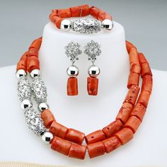 This is for high quality  handmade Coral bead necklace , it takes 3-5 days for the production African Wedding Jewelry, Wedding Necklace Set, Coral Beads Necklace, Beaded Necklace Designs, Bridal Necklace Set, Coral Earrings, Nigerian Wedding, Mobile Screen, Coral Jewelry