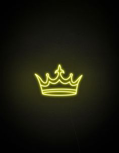 a neon yellow crown on a black background