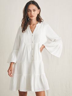 Dream Cotton Gauze Kasey Dress - White Muslin Dress Women, Whimsical Dress, Muslin Dress, Newborn Studio, Gauze Dress, Dress Gift, Spring Tops, Tier Skirt, Boho Women