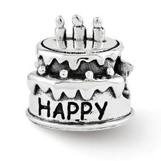 Protected by our 30 Day Money Back Guarantee! Size: 10.91 mm long x 9.09 mm wideMetal: Sterling SilverBead opening Diameter: 4 mmFits Pandora, Biagi, Chamilia & European Bracelets Free U.S. Shipping for orders over $50 Silver Birthday Cake, Silver Happy Birthday, Pandora Style, Bow Jewelry, Happy Birthday Cakes, Jewelry Companies, Black Bow, Sterling Silver Bead, Pandora Charms