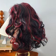 I Don't Know Much About It, Never Worn. Given As A Gift. No Box. Sold As Is. Offers Are Welcomed Red And Black Hair Curly, Black Hair With Colored Tips, Black And Red Curly Hair, Red And Black Hairstyles, Black And Colored Hair, Hairstyles Dyed Hair, Alt Hair Colors, Nails Black And Red, Red Black Hair