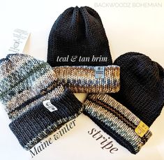 Loom-knit winter hats, hand made by me here in the USA.  Unisex.  Fits M to L adult Machine washable, lay flat to dry. Loom Knit, Table Quilts, Halloween Table, Slouchy Hat, Loom Knitting, Cotton Rug, Winter Knits, Happy Fall, Made By Me