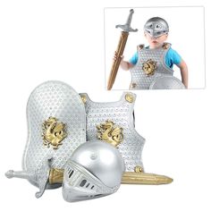 PRICES MAY VARY. MEDIEVAL -- FOR : for kid Medieval Knight pretend play and Halloween dress- up. Intrigues imaginary abilities and spices up the holiday parties. pieces fit most aged 3- 8 BOYS' CLOTHING SETS-- This imaginative play set includes a helmet, a with , a breastplate and a shield, everything a knight needs to perform noble SUIT-- Childrens Set The pieces in this set are constructed from soft, plastic that is both safe and TODDLER CLOTHES-- SAFE AND QUALITY: Made of durable plastic mate Toddler Boys Outfits, Battle Warrior, Prom Props, Pretend Play Costumes, Knight Costume, Kids Helmets, Boys Outfits, Toys For Toddlers, Battle Armor