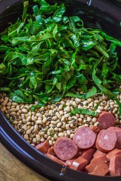 the food is prepared and ready to be cooked in the crock pot for dinner