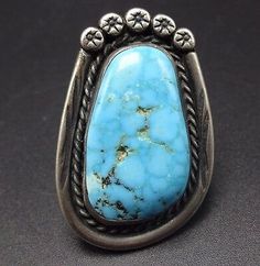 (eBay) Huge 15.4g Vintage Sterling Silver & Water Web TURQUOISE RING, size 8 Vintage Rings With Large Stone For Collectors, Vintage Rings With Large Stone For Collectible, Vintage Collectible Rings With Large Stone, Navajo Turquoise Jewelry, Vintage Native American Jewelry, Silver Water, Turquoise Jewelry Native American, Navajo Jewelry, Navajo Turquoise